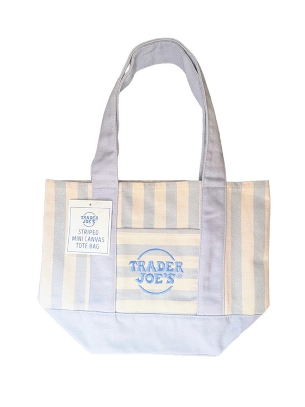 Trader Joe's Blue Striped Canvas Tote
